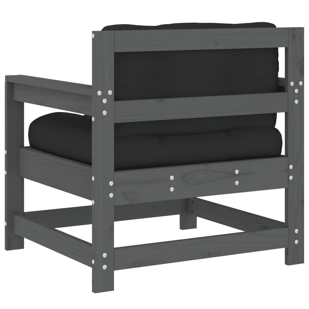 Scaune de grădină cu perne, 2 buc., gri, lemn masiv de pin GartenMobel Dekor