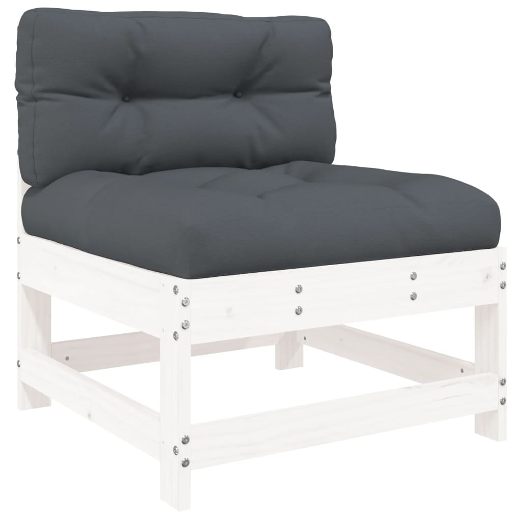 Set mobilier de grădină cu perne, 3 piese, alb, lemn masiv GartenMobel Dekor