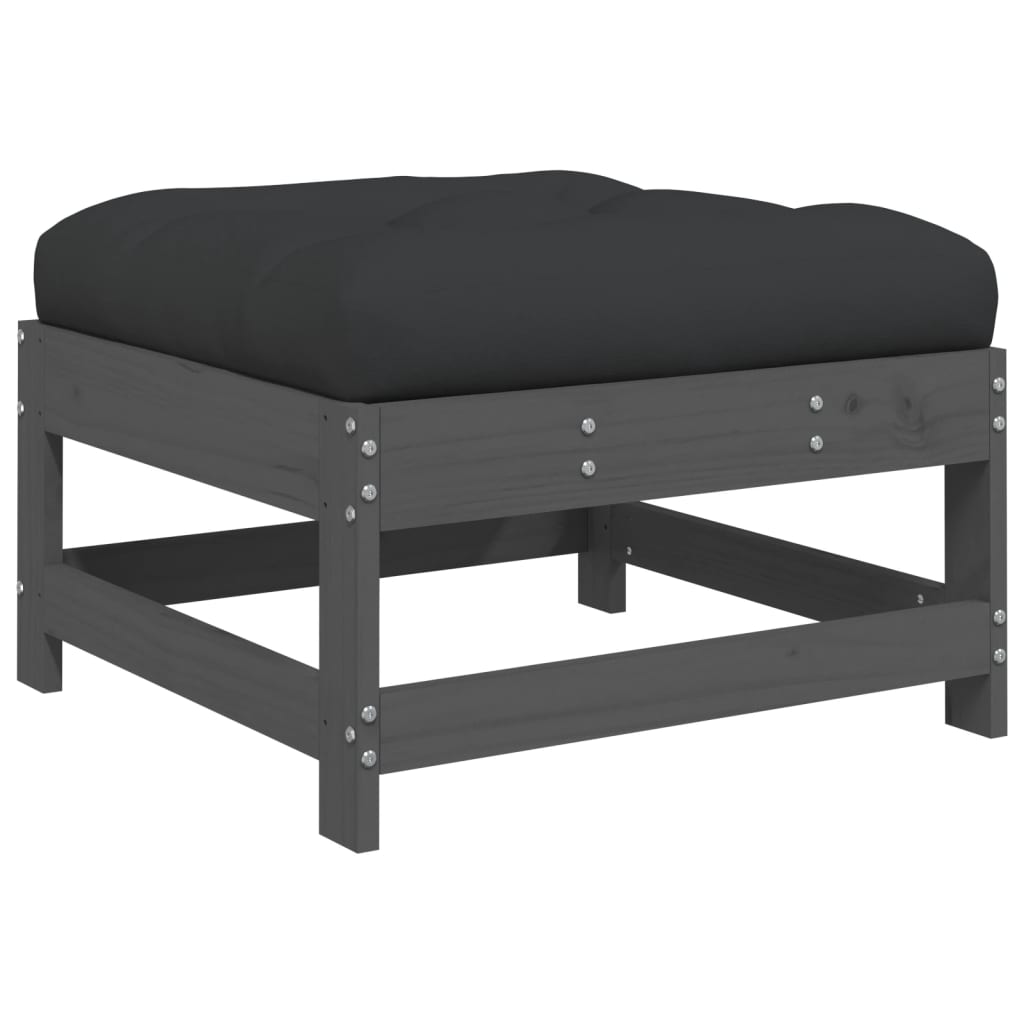 Set mobilier de grădină cu perne, 3 piese, gri, lemn masiv GartenMobel Dekor