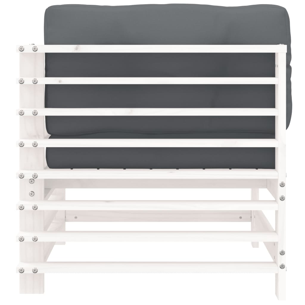 Canapea colțar cu perne, alb, lemn masiv de pin GartenMobel Dekor