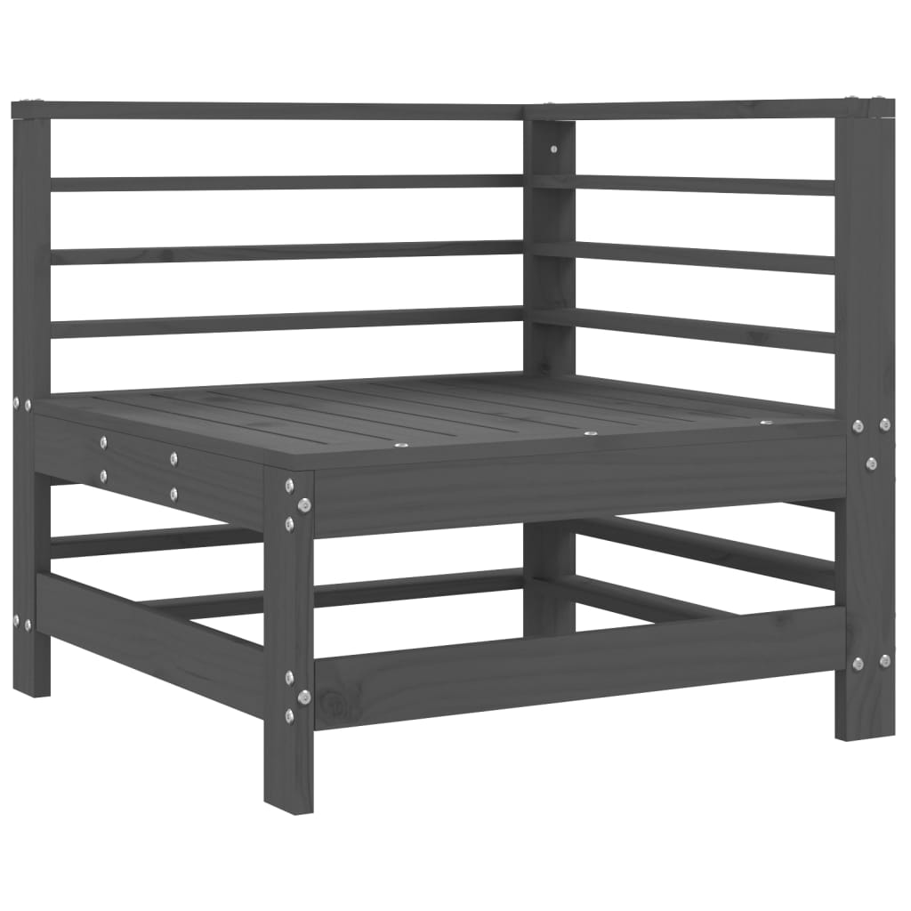 Canapea colțar cu perne, gri, lemn masiv de pin GartenMobel Dekor