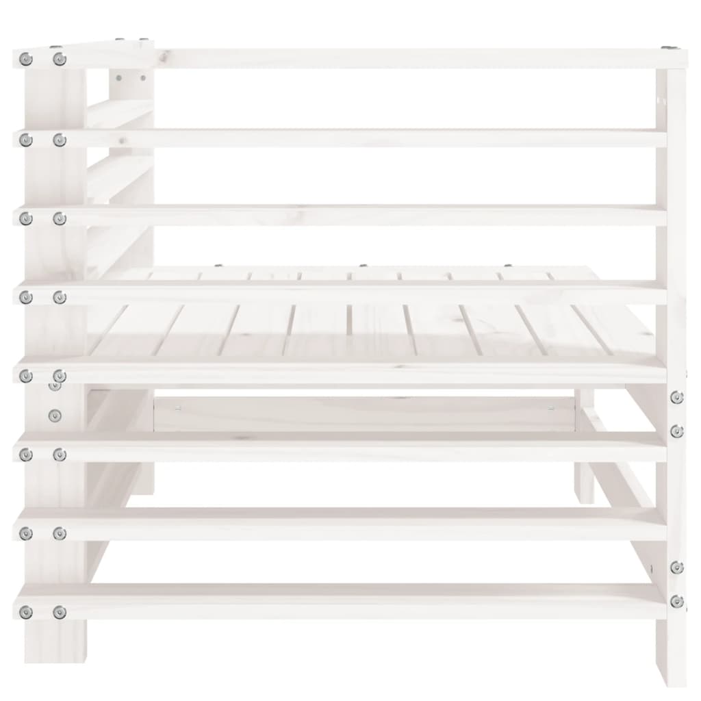 Canapea de colț de grădină, 2 buc., alb, lemn masiv de pin GartenMobel Dekor