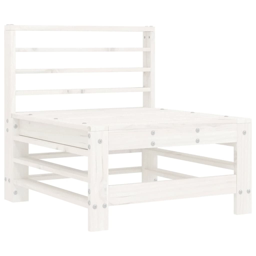 Canapea de mijloc cu perne, alb, lemn masiv de pin GartenMobel Dekor