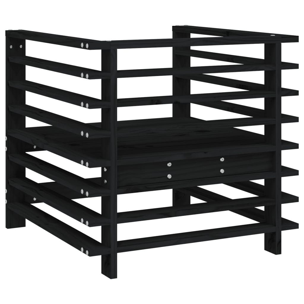 Scaune de grădină, 2 buc., negru, lemn masiv de pin GartenMobel Dekor