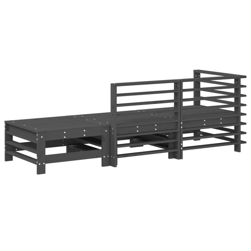 Set mobilier de grădină, 3 piese, gri, lemn masiv de pin GartenMobel Dekor