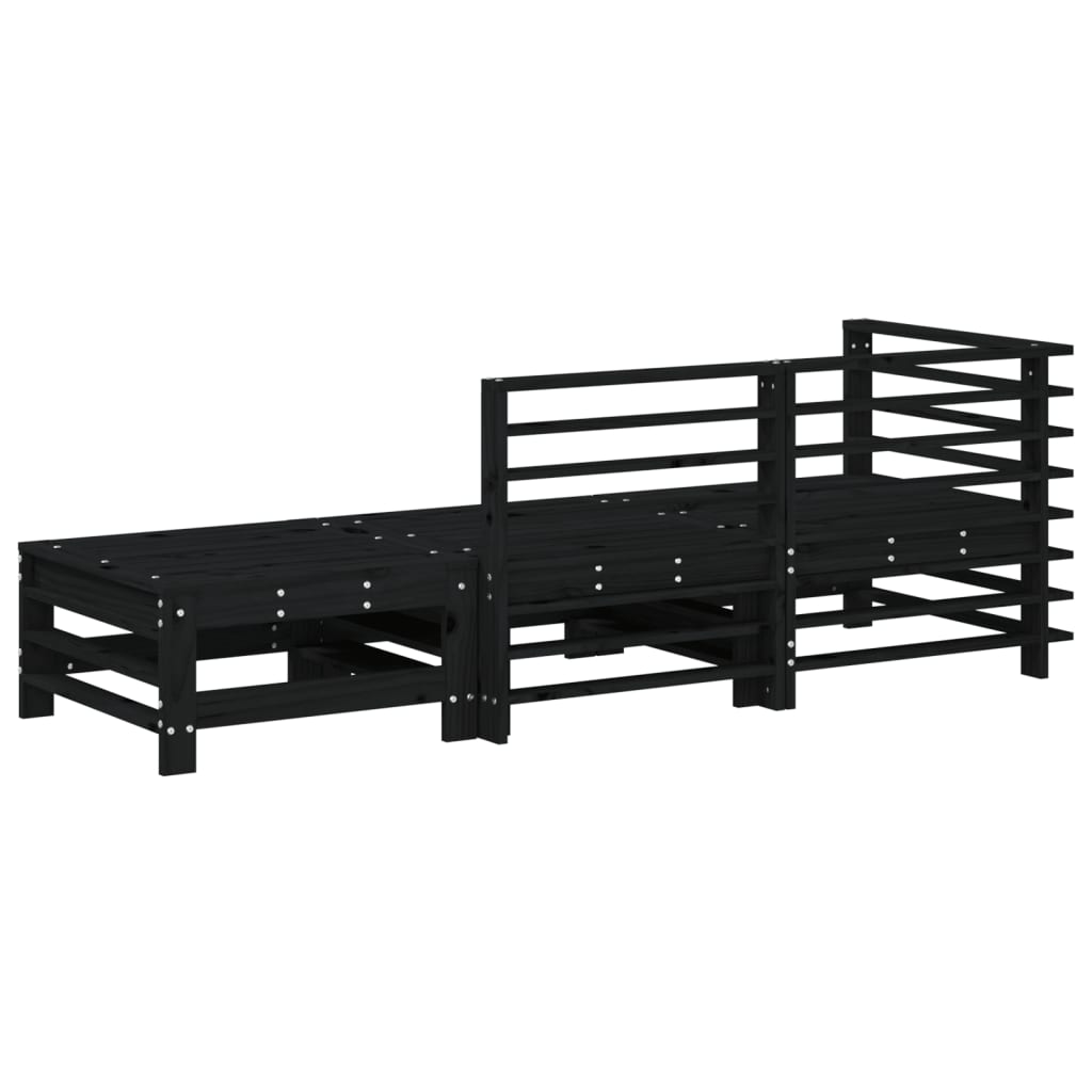 Set mobilier de grădină, 3 piese, negru, lemn masiv pin GartenMobel Dekor