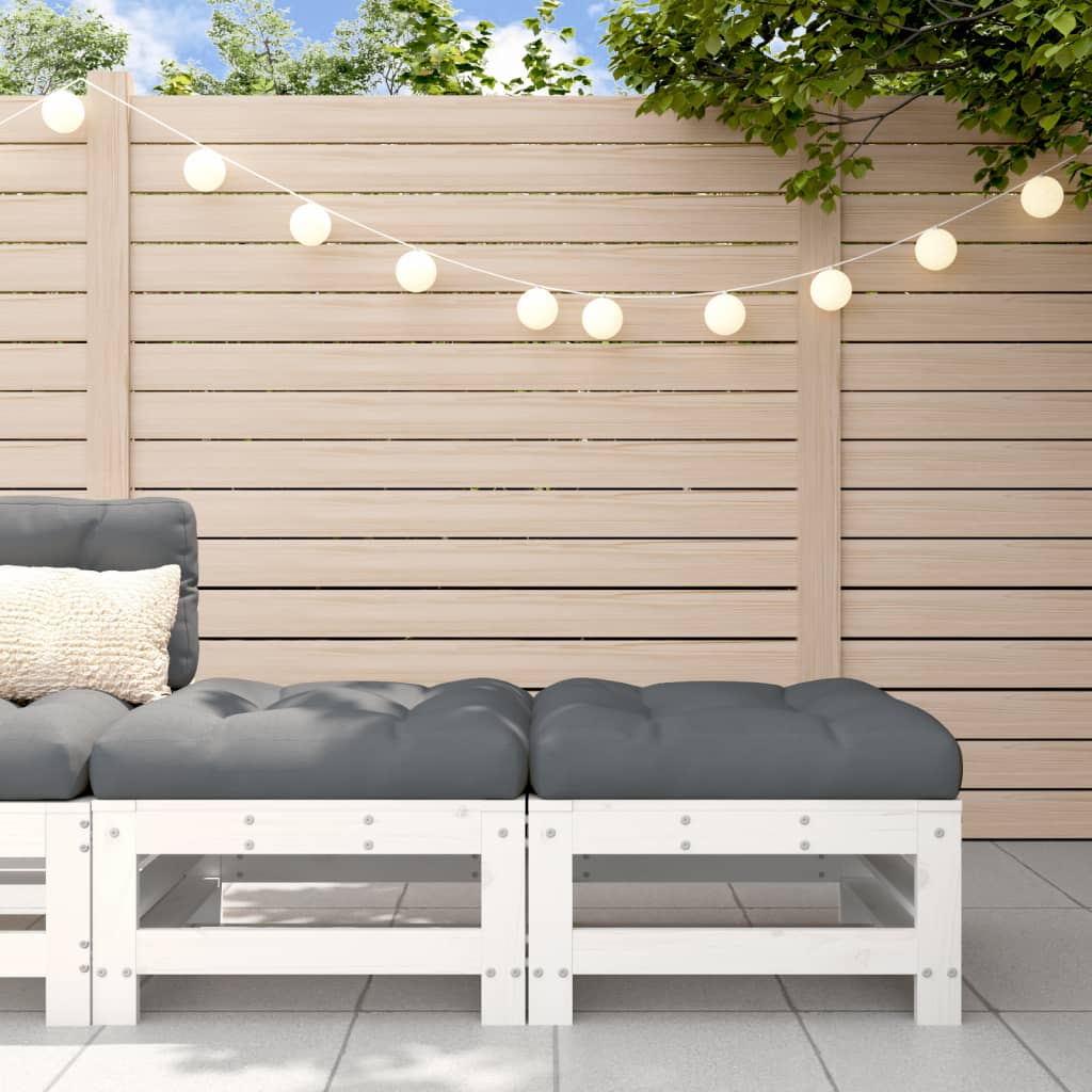 Taburete de grădină cu perne, 2 buc., alb, lemn masiv de pin GartenMobel Dekor