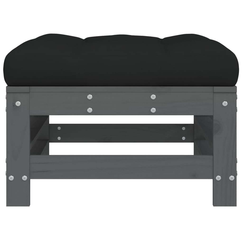 Taburete de grădină cu perne, 2 buc., gri, lemn masiv de pin GartenMobel Dekor
