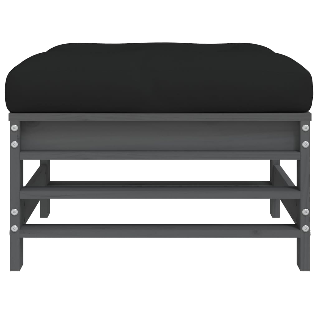 Taburete de grădină cu perne, 2 buc., gri, lemn masiv de pin GartenMobel Dekor