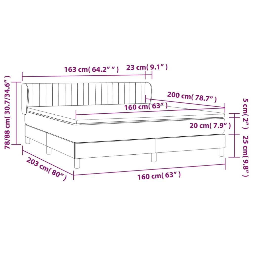 Pat box spring cu saltea, maro închis, 160x200 cm, textil GartenMobel Dekor