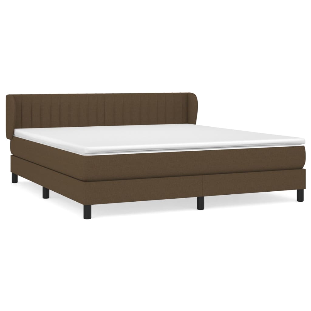 Pat box spring cu saltea, maro închis, 160x200 cm, textil GartenMobel Dekor