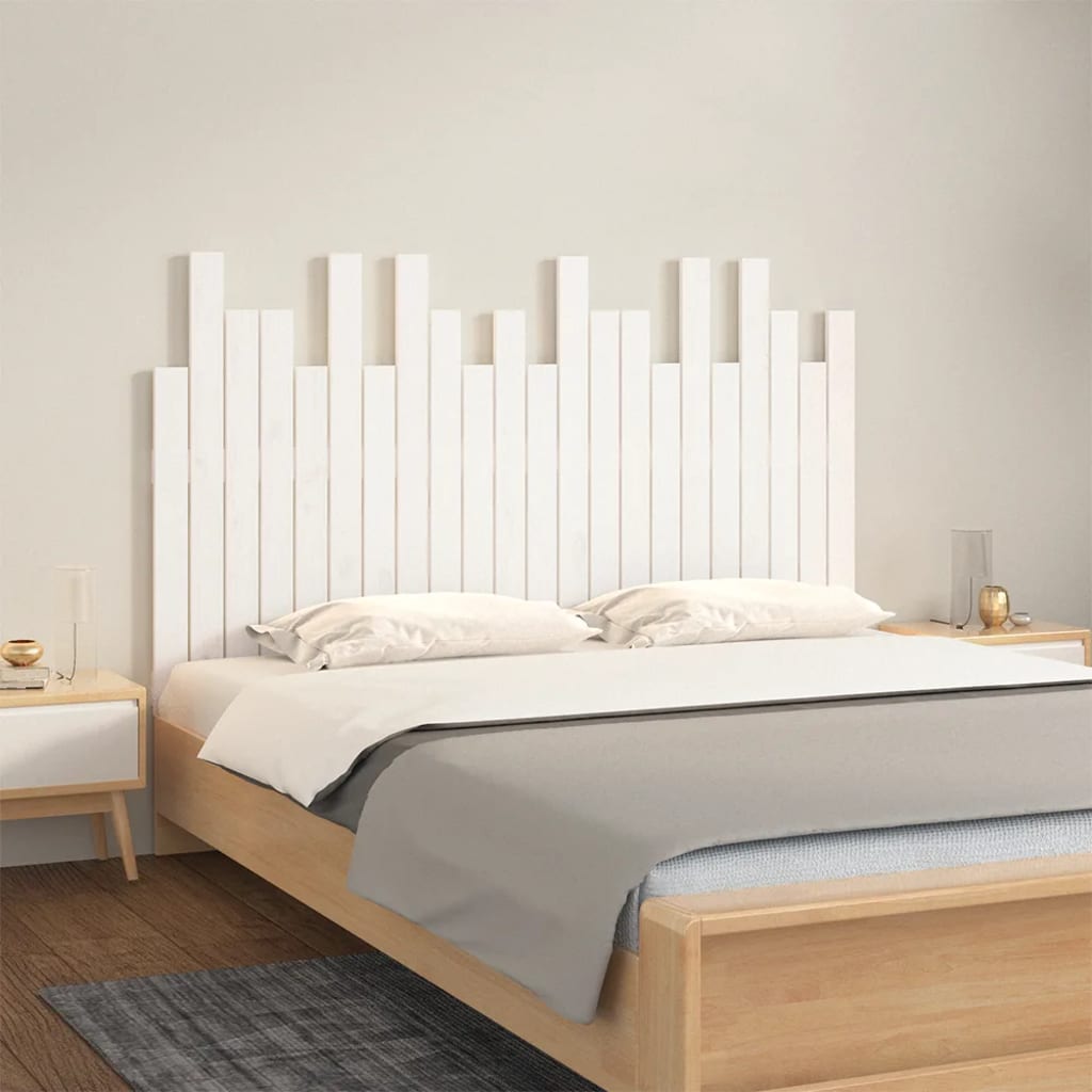 Tăblie de pat pentru perete, alb, 140x3x80 cm, lemn masiv pin GartenMobel Dekor