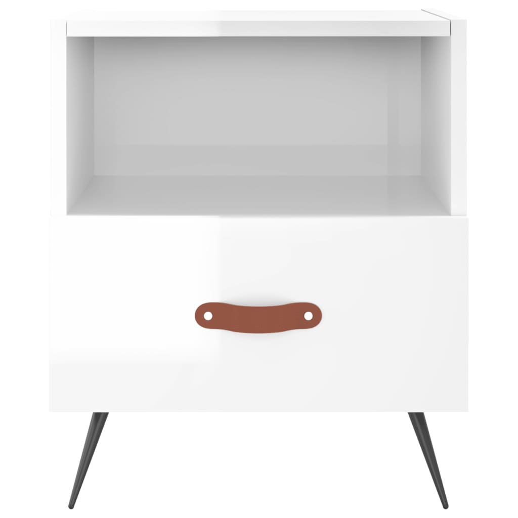 Noptiere, 2 buc., alb extralucios, 40x35x47,5 cm, lemn compozit GartenMobel Dekor