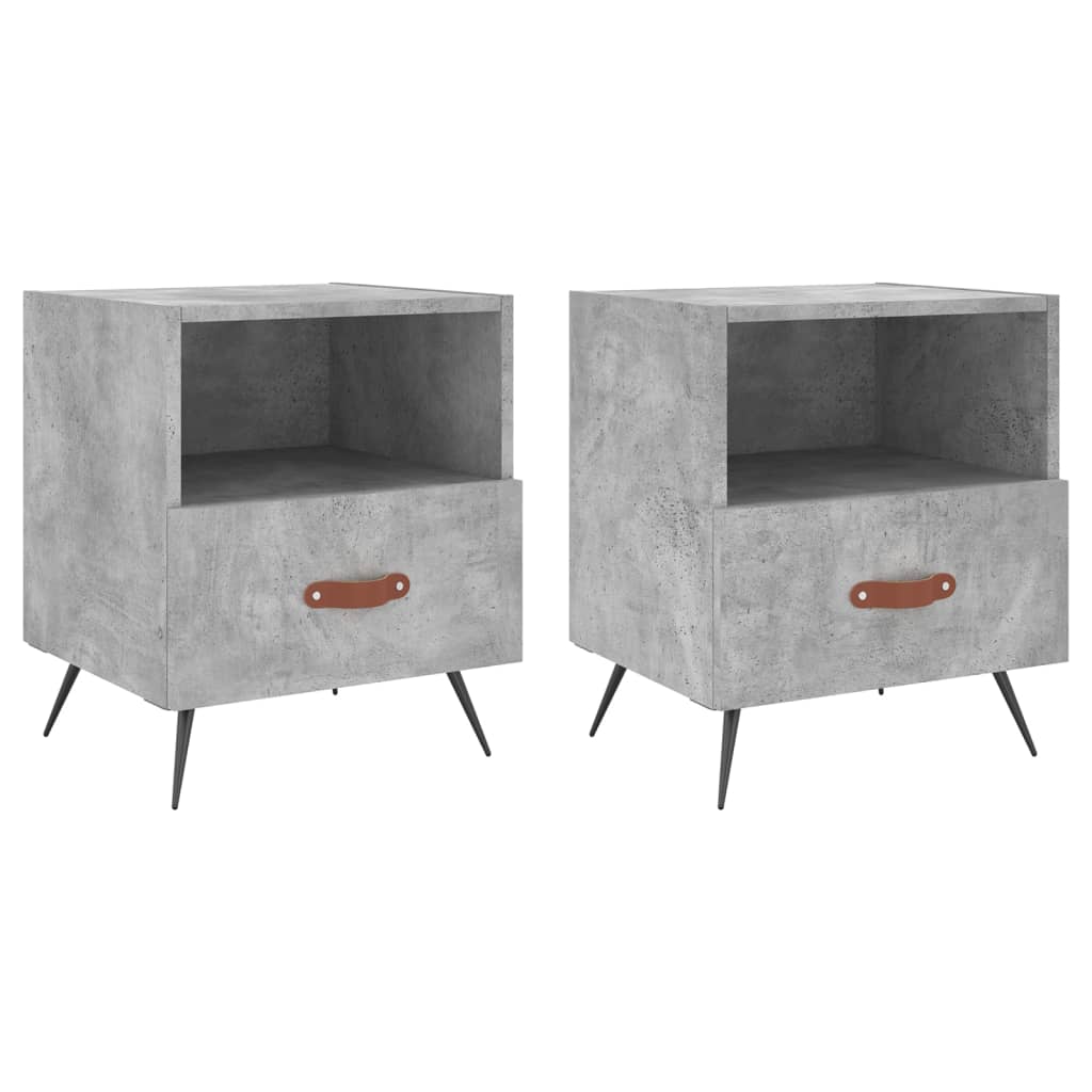 Noptiere, 2 buc., gri beton, 40x35x47,5 cm, lemn compozit GartenMobel Dekor