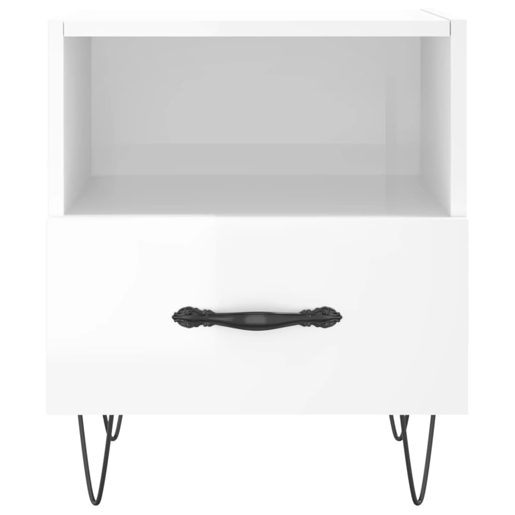 Noptiere, 2 buc., alb extralucios, 40x35x47,5 cm, lemn compozit GartenMobel Dekor