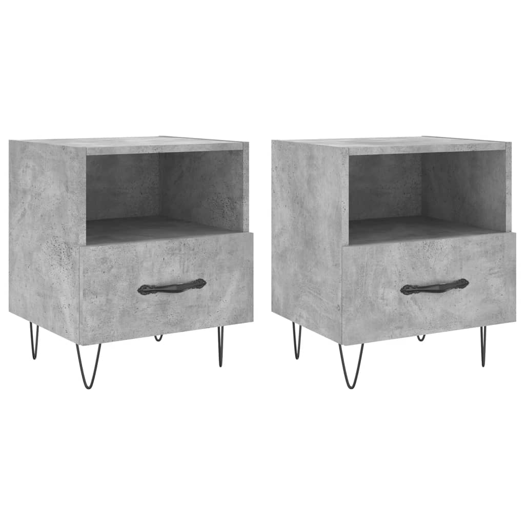 Noptiere, 2 buc., gri beton, 40x35x47,5 cm, lemn compozit GartenMobel Dekor