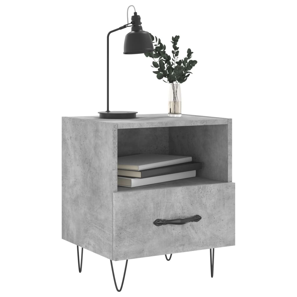 Noptiere, 2 buc., gri beton, 40x35x47,5 cm, lemn compozit GartenMobel Dekor