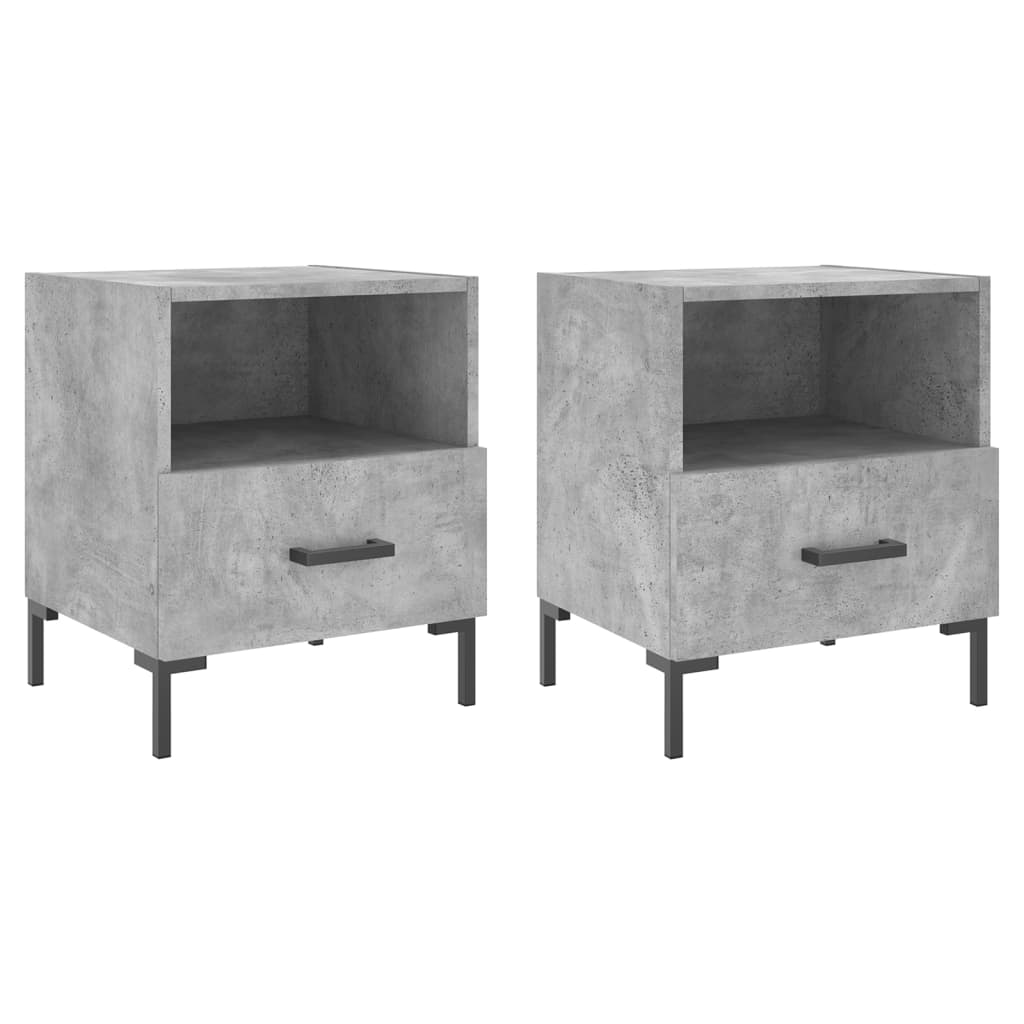 Noptiere, 2 buc., gri beton, 40x35x47,5 cm, lemn compozit GartenMobel Dekor