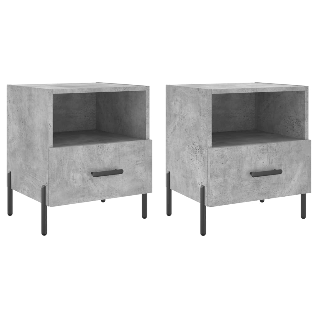 Noptiere, 2 buc., gri beton, 40x35x47,5 cm, lemn compozit GartenMobel Dekor