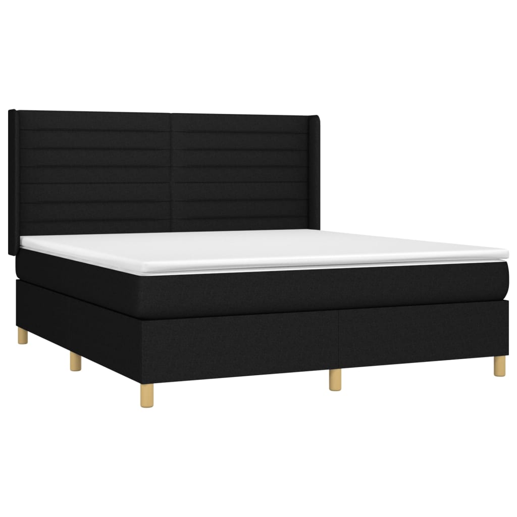 Pat box spring cu saltea, negru, 180x200 cm, catifea GartenMobel Dekor