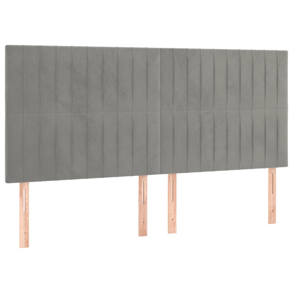 Pat box spring cu saltea, gri deschis, 180x200 cm, catifea GartenMobel Dekor