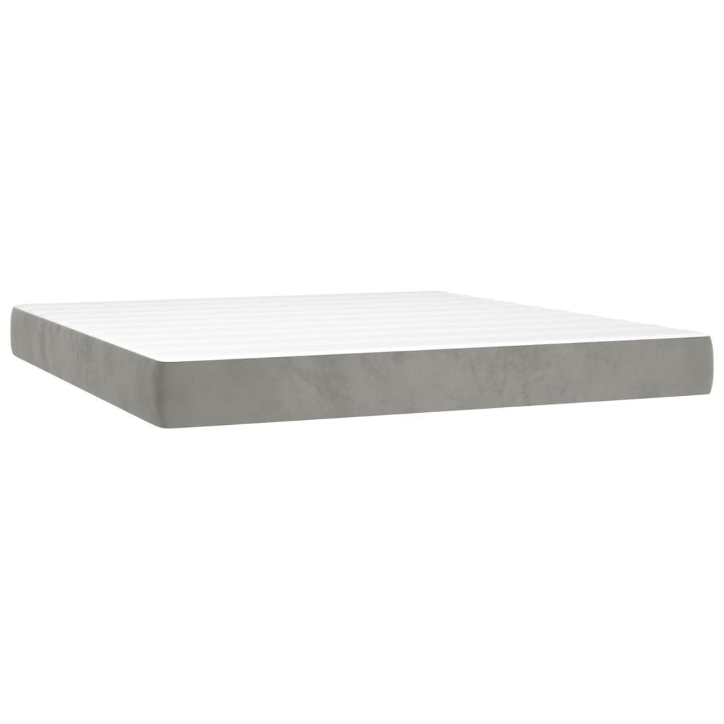 Pat box spring cu saltea, gri deschis, 180x200 cm, catifea GartenMobel Dekor