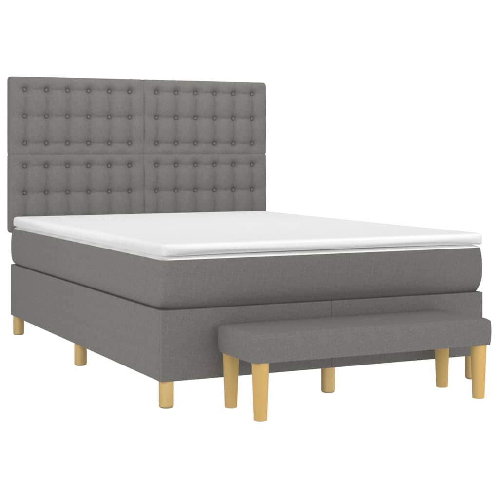 Pat box spring cu saltea, gri închis, 140x190 cm, textil GartenMobel Dekor