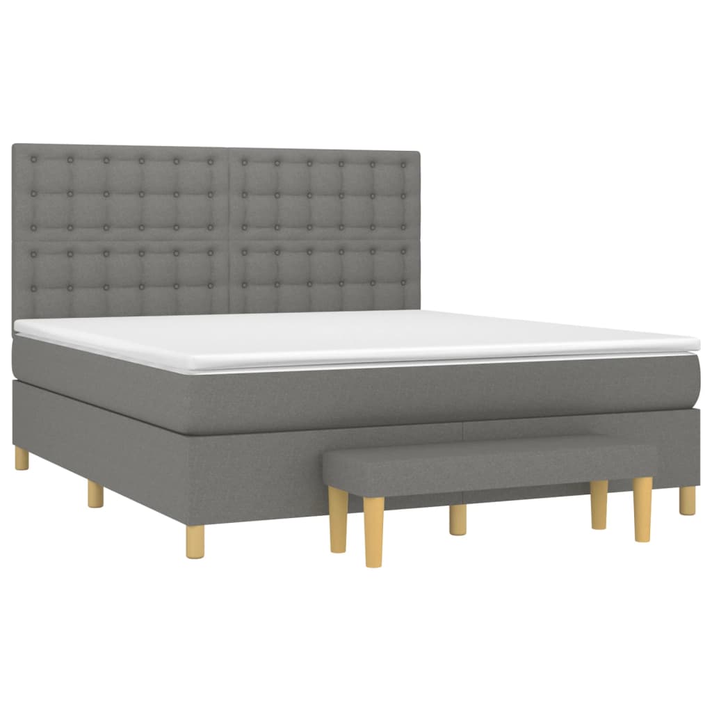 Pat box spring cu saltea, gri închis, 180x200 cm, textil GartenMobel Dekor