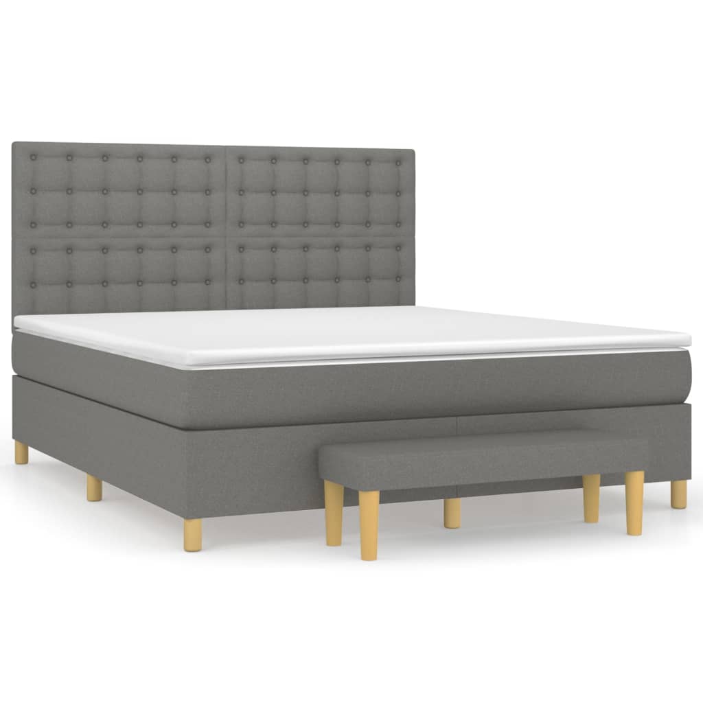 Pat box spring cu saltea, gri închis, 180x200 cm, textil GartenMobel Dekor