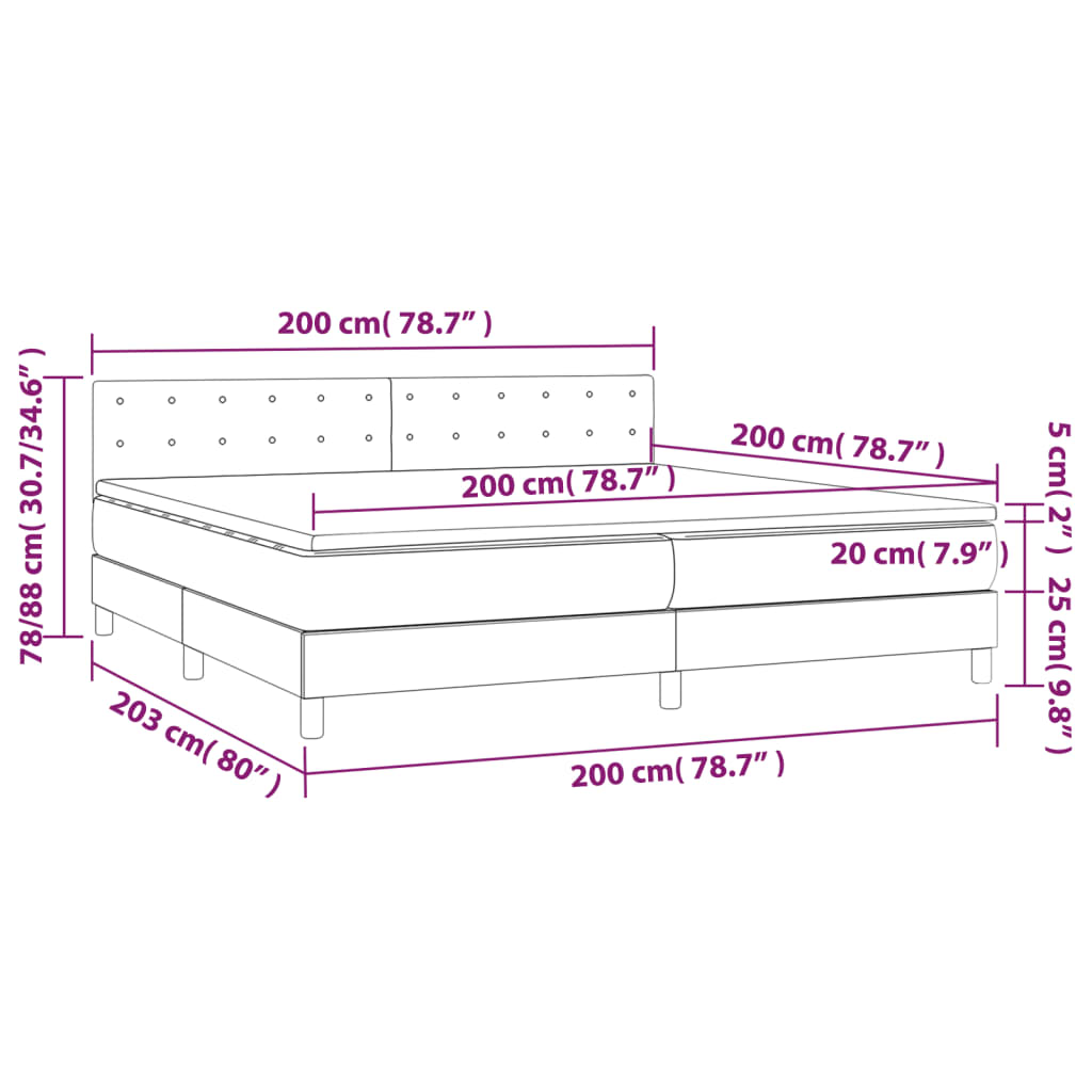 Pat box spring cu saltea, roz, 200x200 cm, catifea GartenMobel Dekor