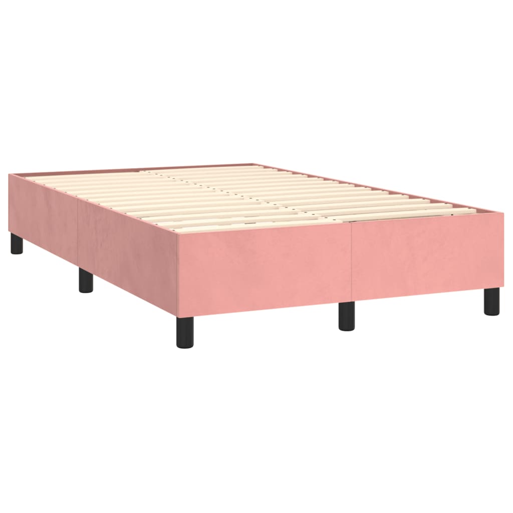 Pat box spring cu saltea, roz, 120x200 cm, catifea GartenMobel Dekor