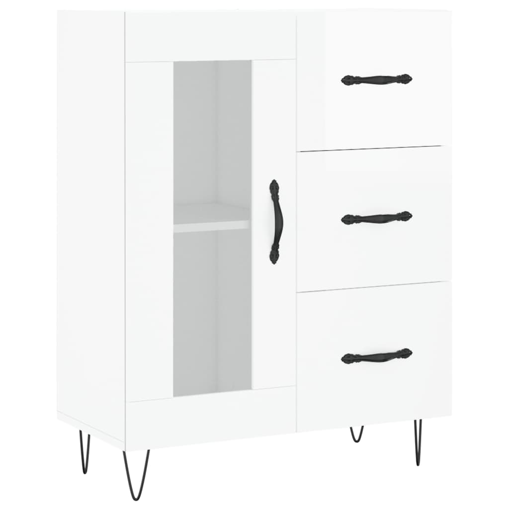 Servantă, alb extralucios, 69,5x34x90 cm, lemn compozit GartenMobel Dekor
