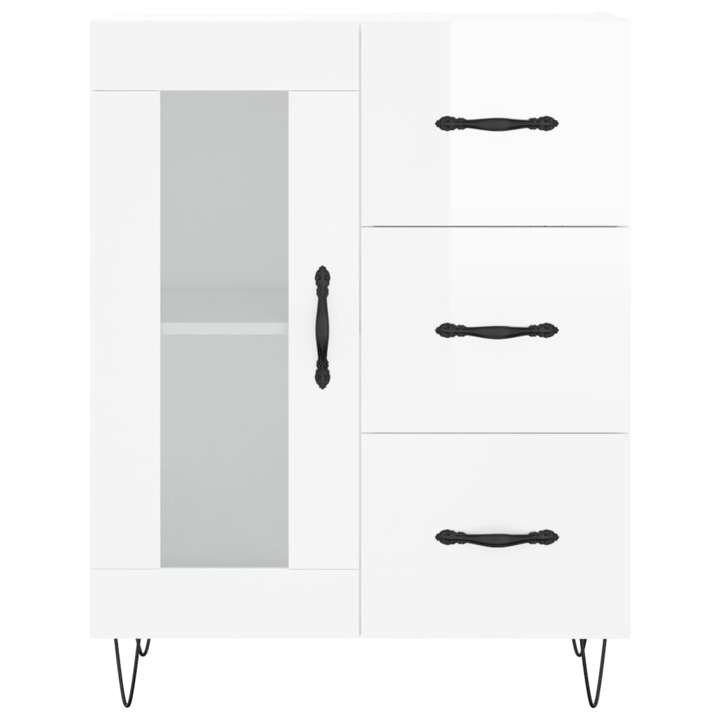 Servantă, alb extralucios, 69,5x34x90 cm, lemn compozit GartenMobel Dekor