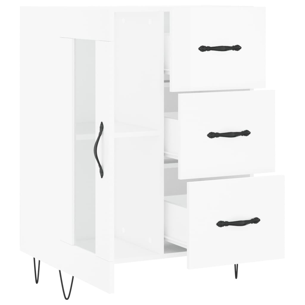 Servantă, alb extralucios, 69,5x34x90 cm, lemn compozit GartenMobel Dekor