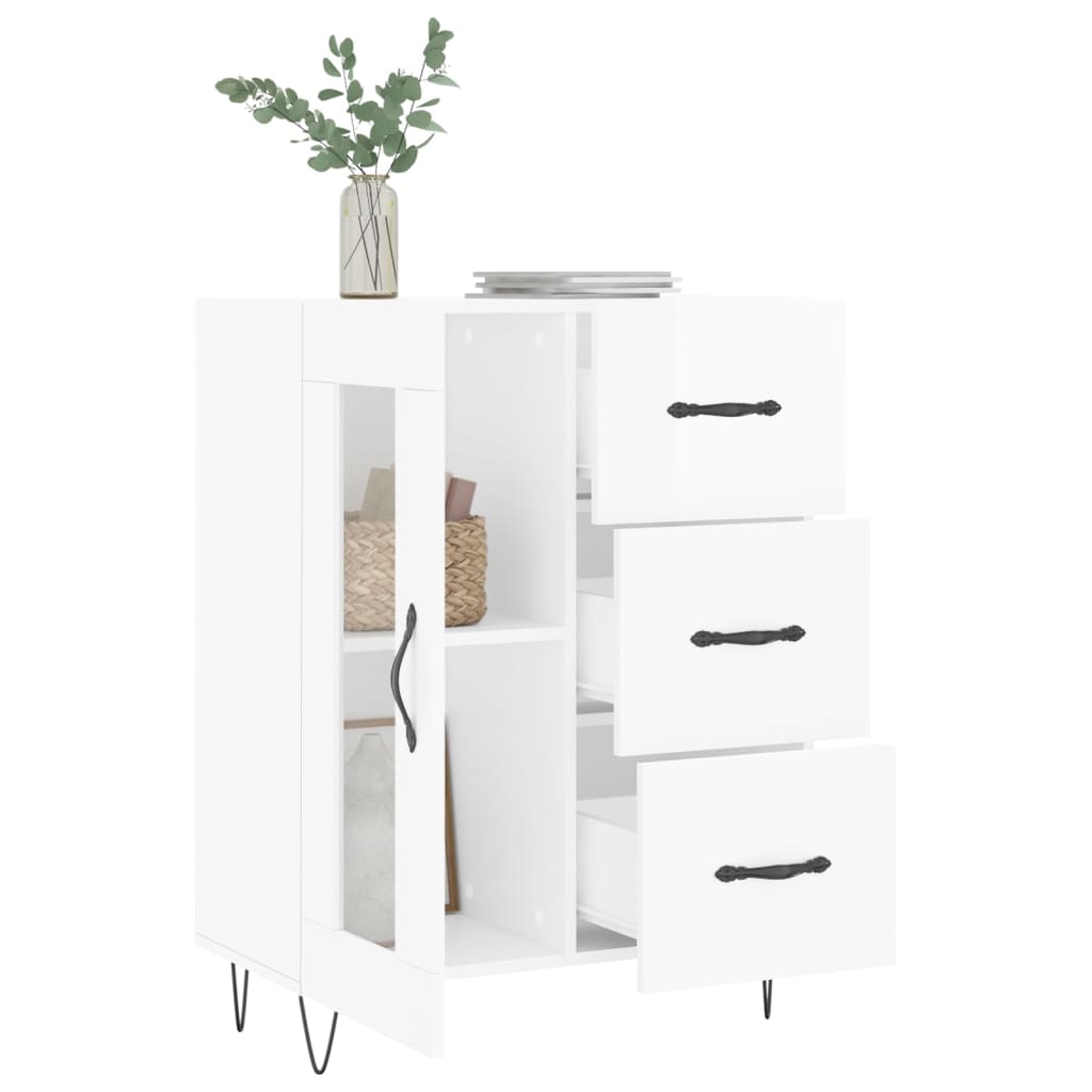 Servantă, alb extralucios, 69,5x34x90 cm, lemn compozit GartenMobel Dekor