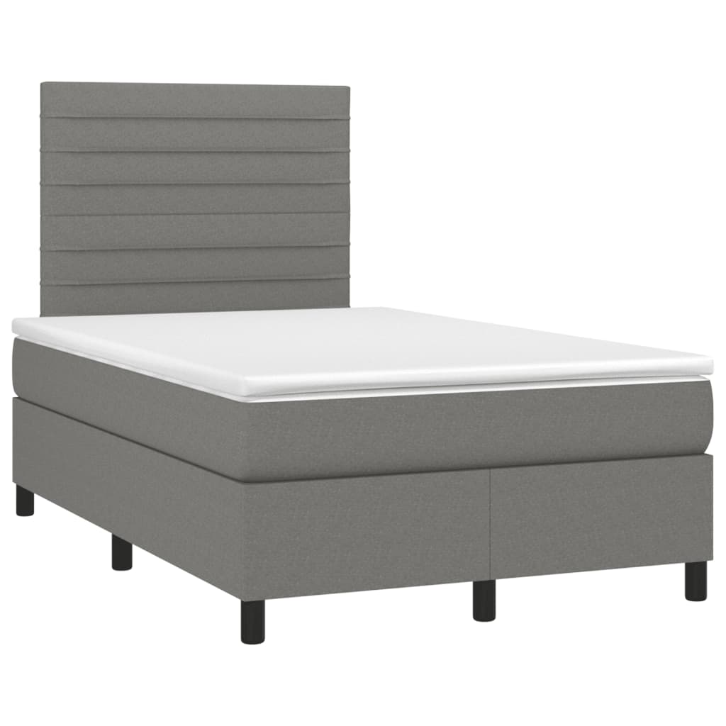 Pat box spring cu saltea, gri închis, 120x190 cm, textil GartenMobel Dekor