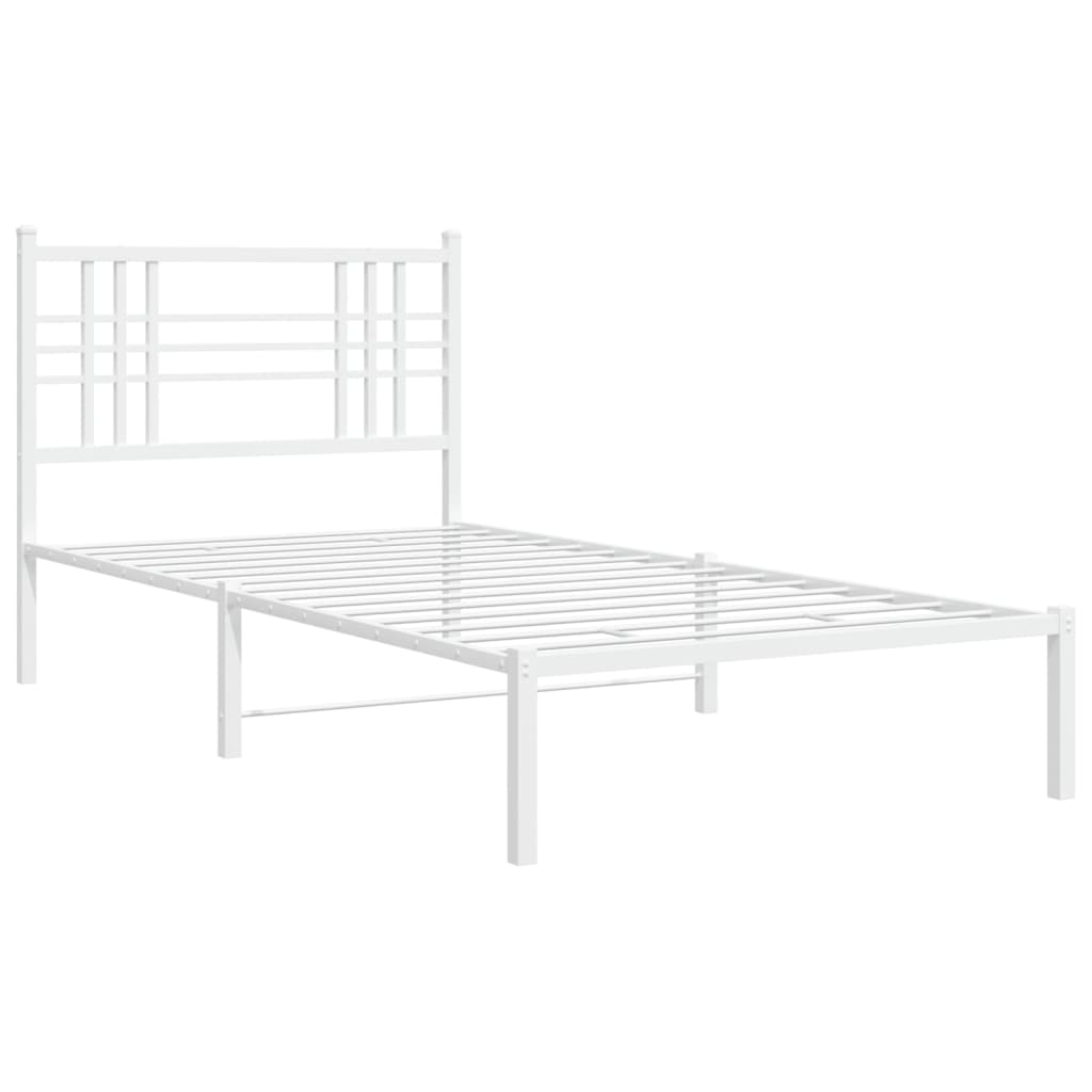 Cadru de pat din metal cu tăblie, alb, 107x203 cm GartenMobel Dekor