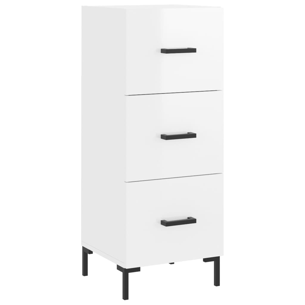 Servantă, alb extralucios, 34,5x34x90 cm, lemn compozit GartenMobel Dekor