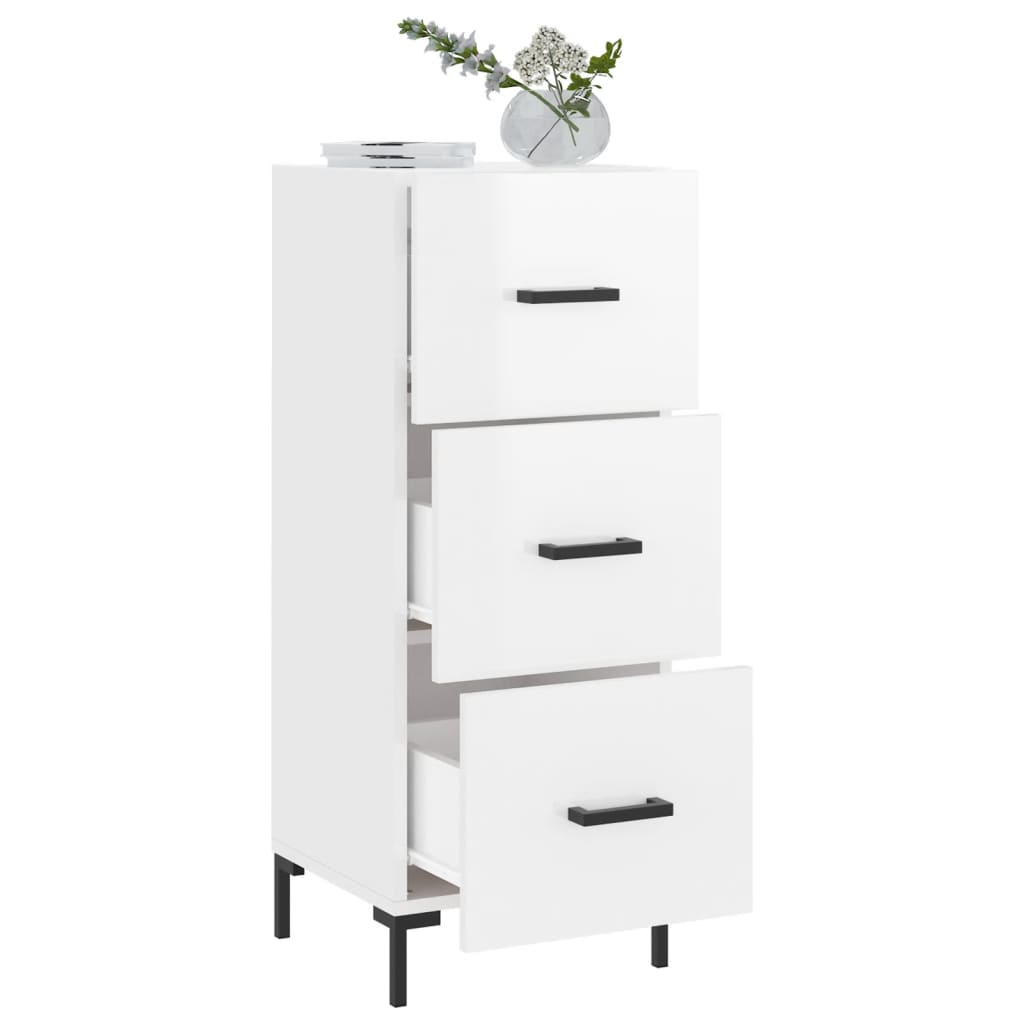 Servantă, alb extralucios, 34,5x34x90 cm, lemn compozit GartenMobel Dekor