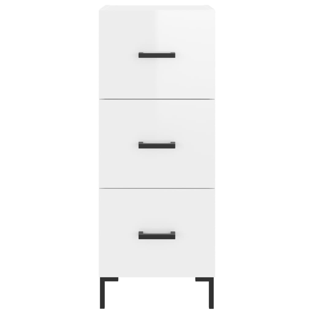 Servantă, alb extralucios, 34,5x34x90 cm, lemn compozit GartenMobel Dekor