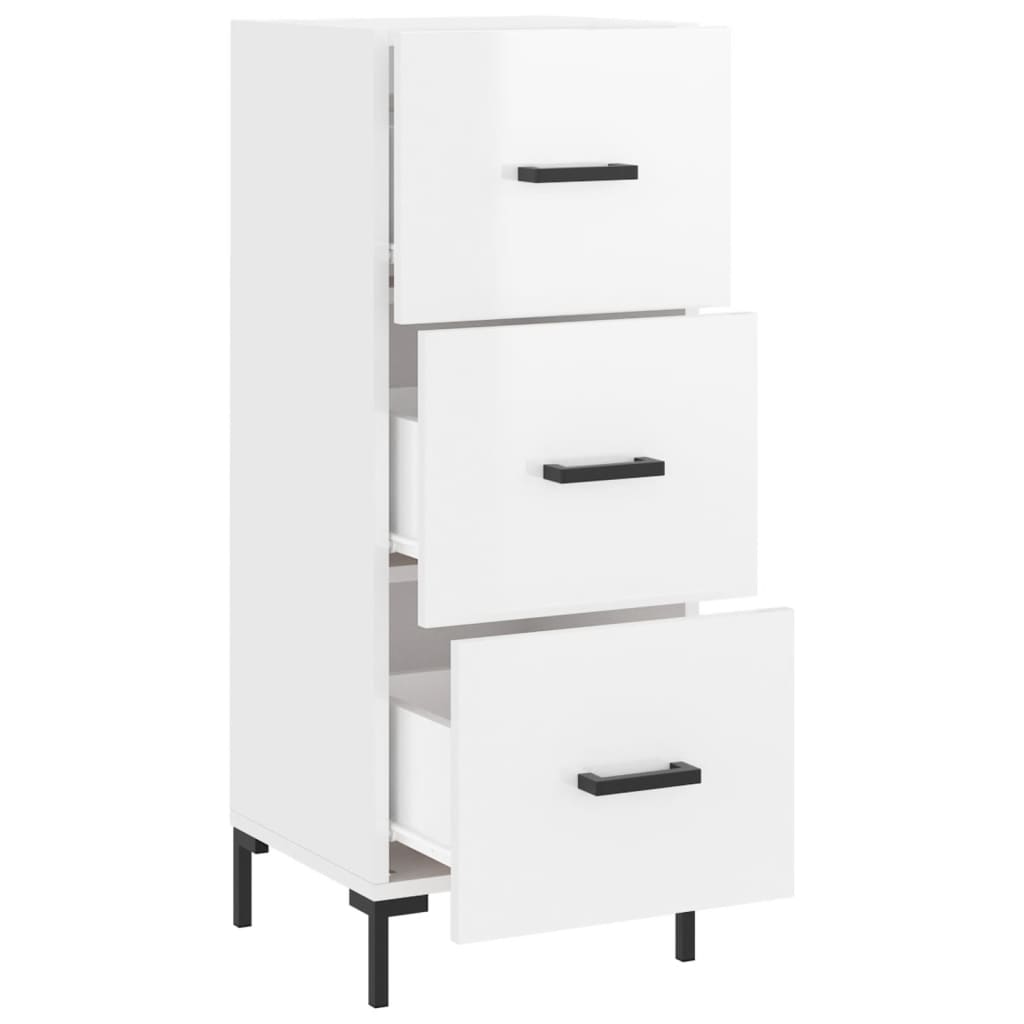 Servantă, alb extralucios, 34,5x34x90 cm, lemn compozit GartenMobel Dekor