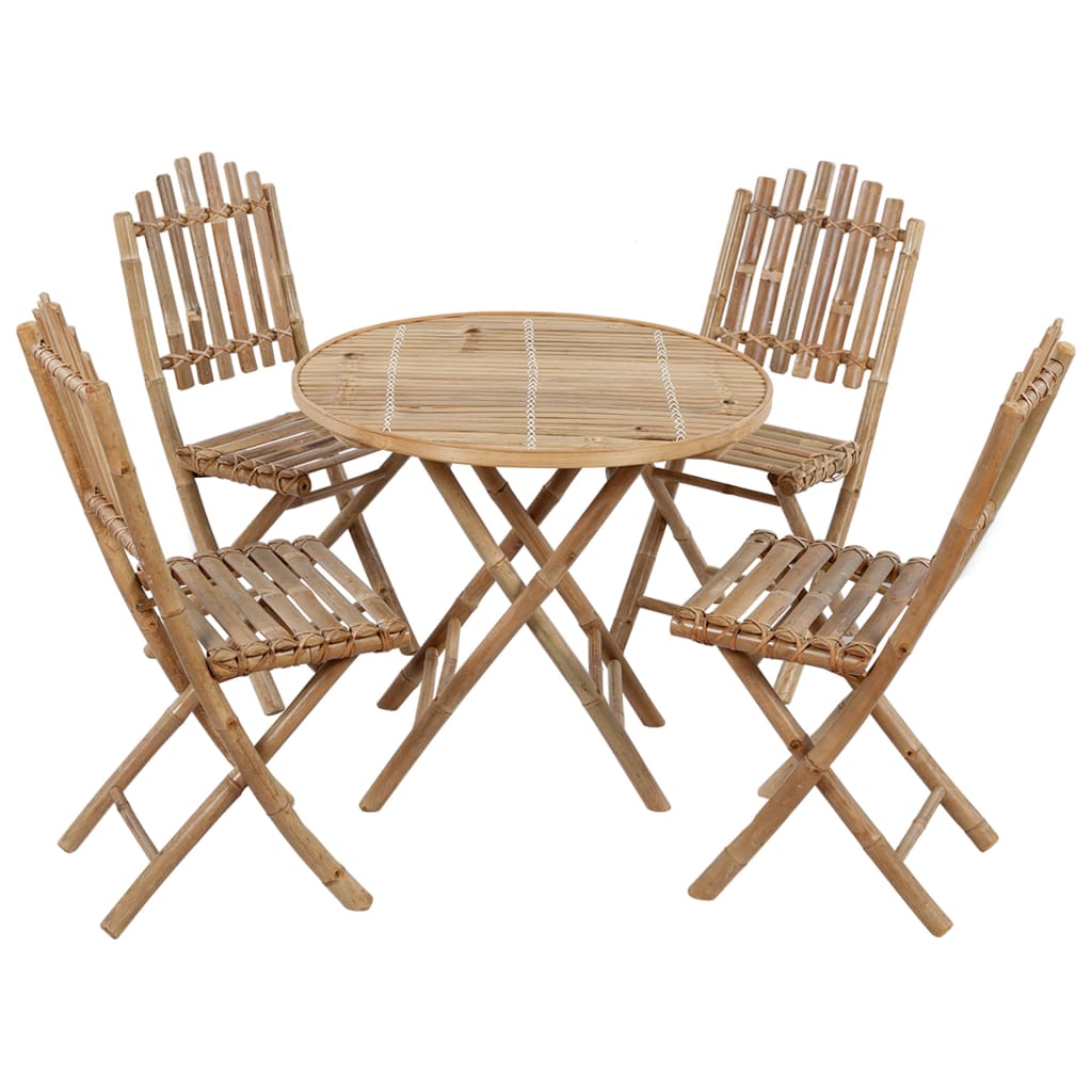 Set mobilier de exterior pliabil, cu perne, 5 piese, bambus GartenMobel Dekor
