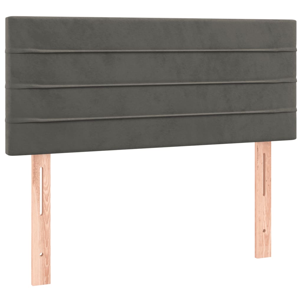 Pat cu arcuri, saltea și LED, gri închis, 120x190 cm, catifea GartenMobel Dekor