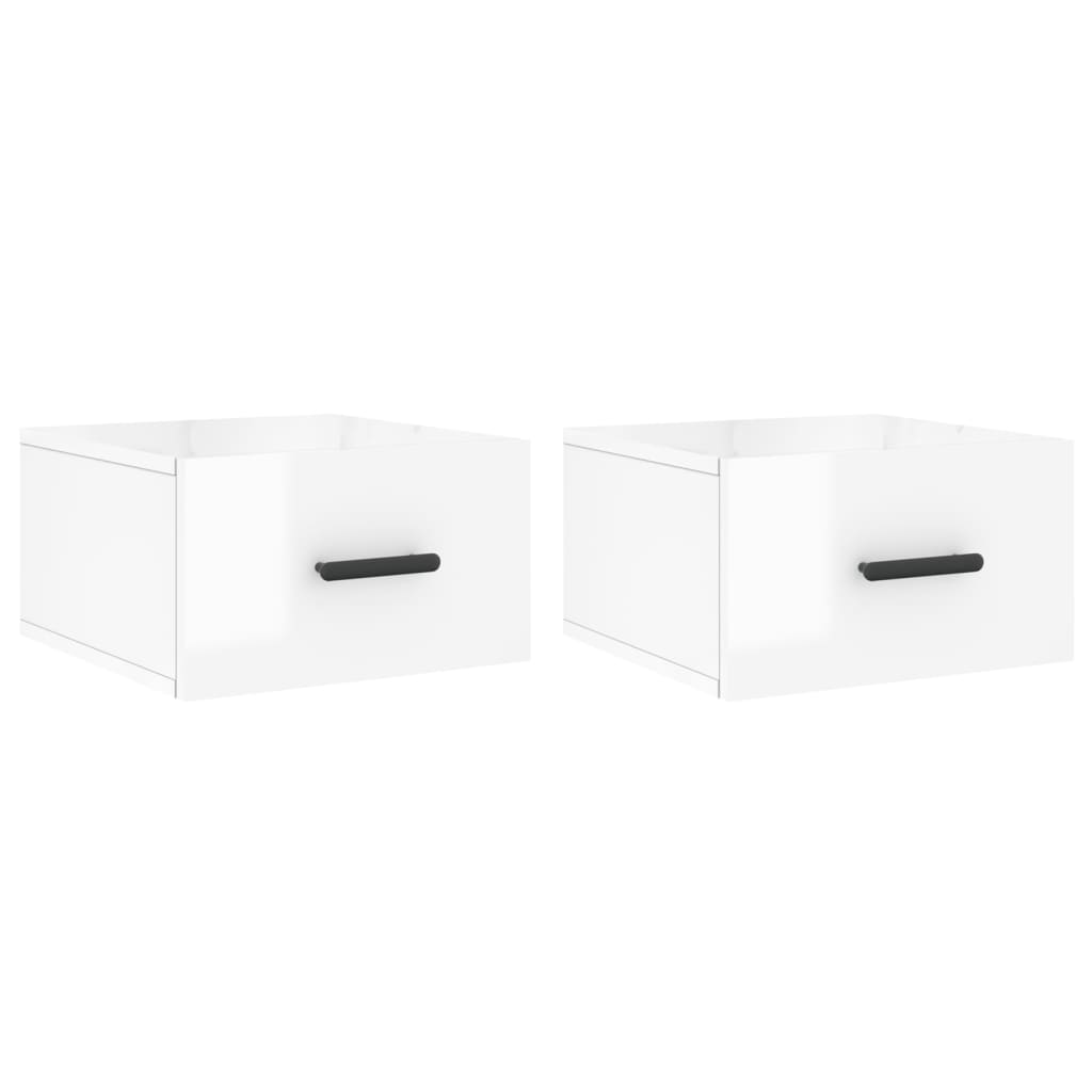 Noptiere de perete, 2 buc., alb extralucios, 35x35x20 cm GartenMobel Dekor