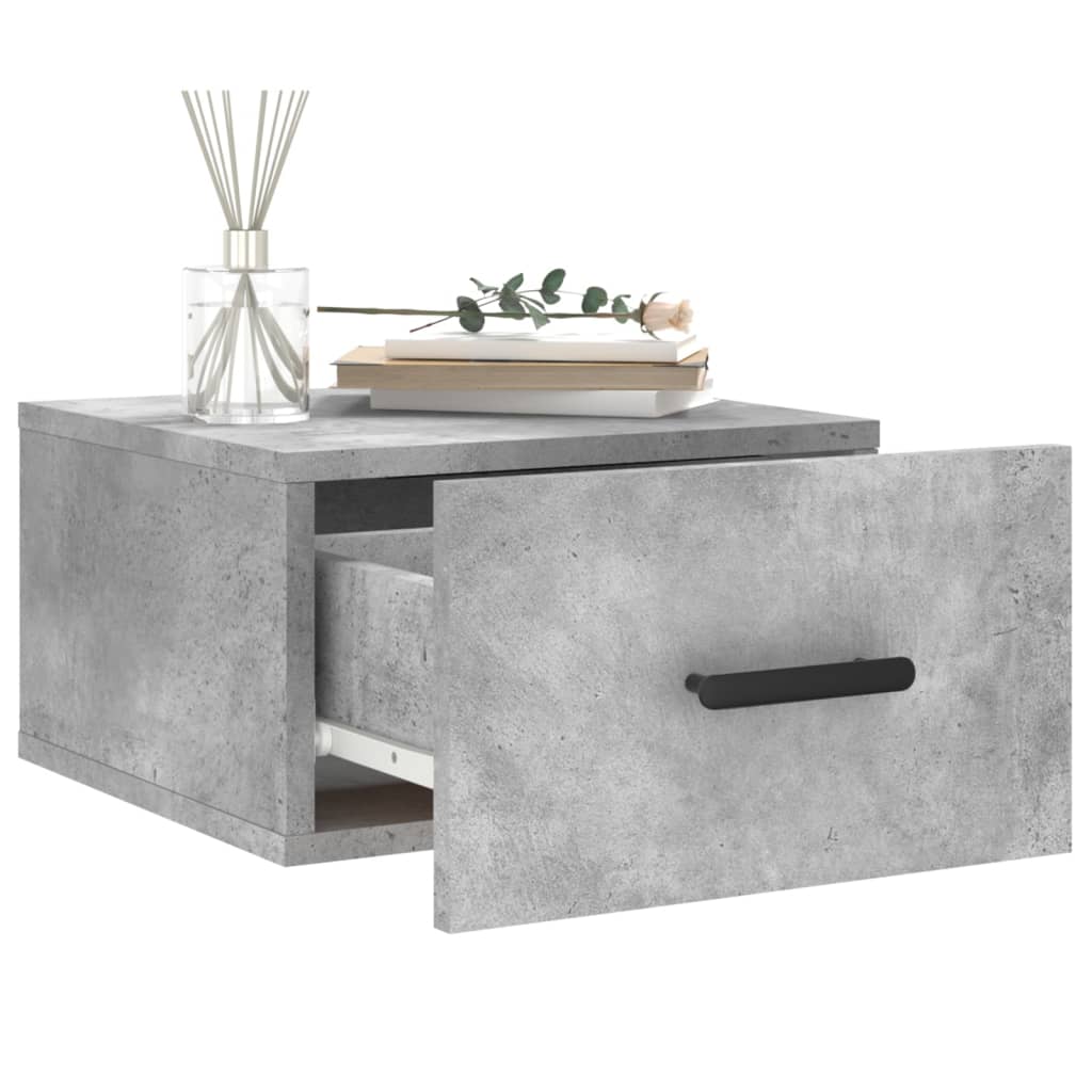 Noptiere montate pe perete 2 buc. gri beton 35x35x20 cm GartenMobel Dekor