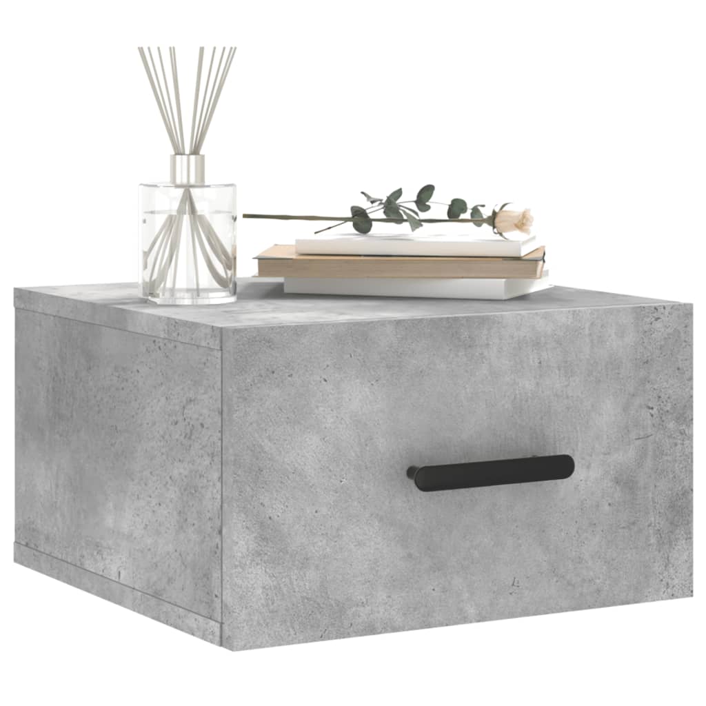 Noptiere montate pe perete 2 buc. gri beton 35x35x20 cm GartenMobel Dekor