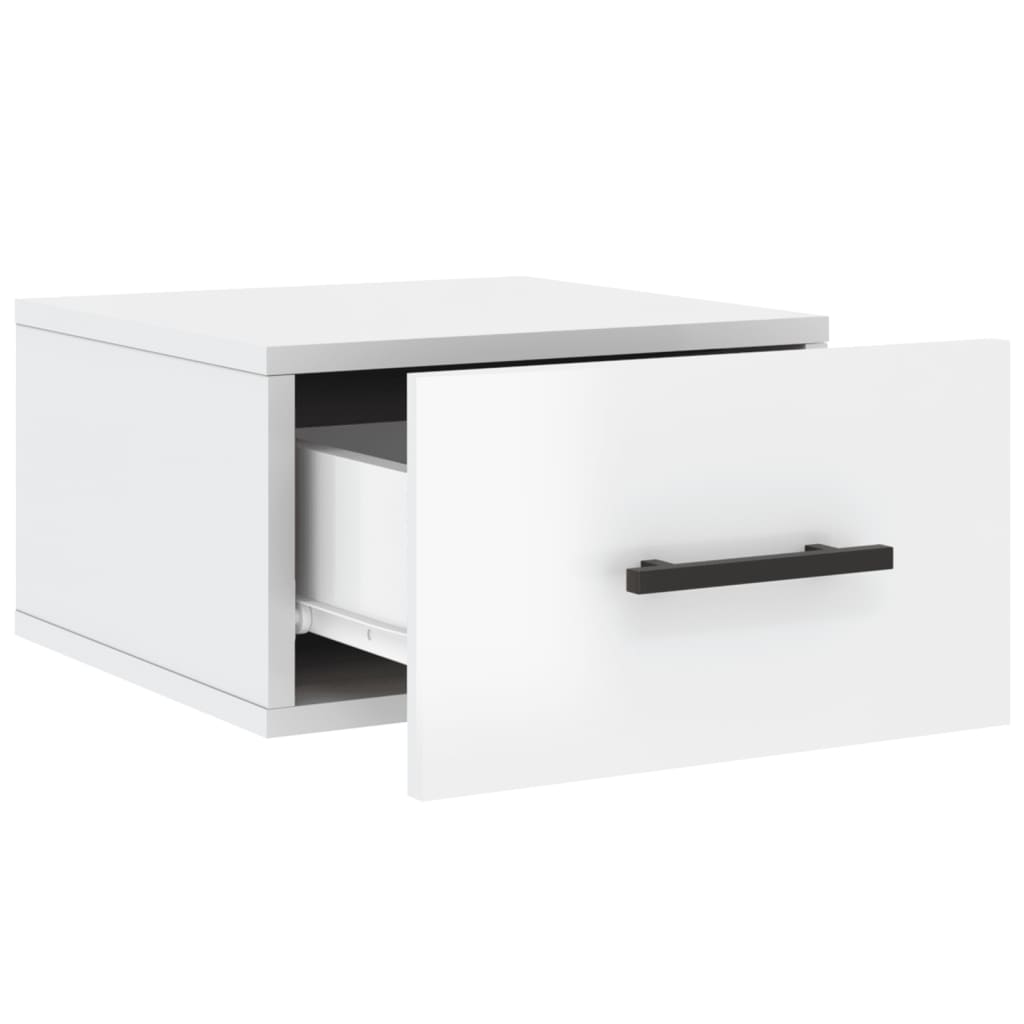 Noptiere de perete, 2 buc., alb extralucios, 35x35x20 cm GartenMobel Dekor