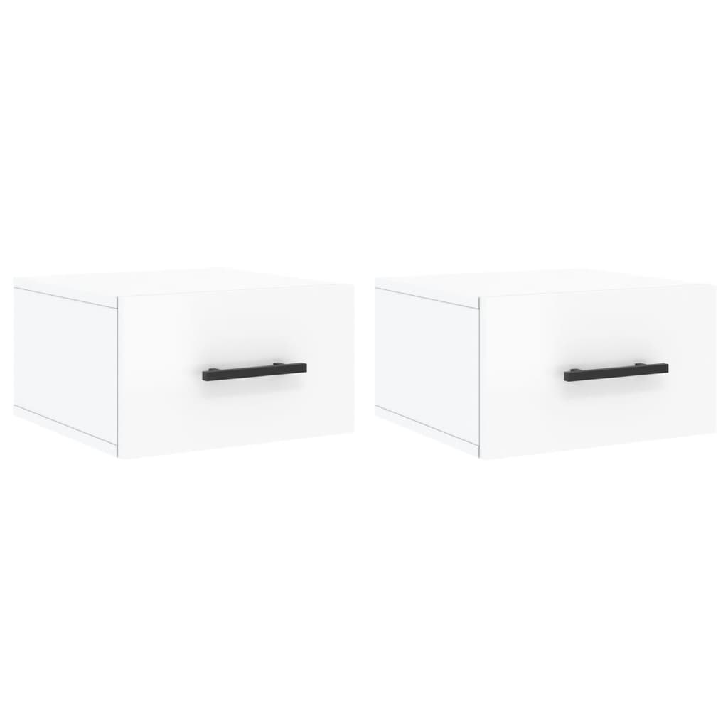 Noptiere de perete, 2 buc., alb extralucios, 35x35x20 cm GartenMobel Dekor