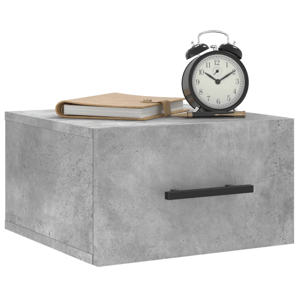 Noptiere montate pe perete 2 buc. gri beton 35x35x20 cm GartenMobel Dekor