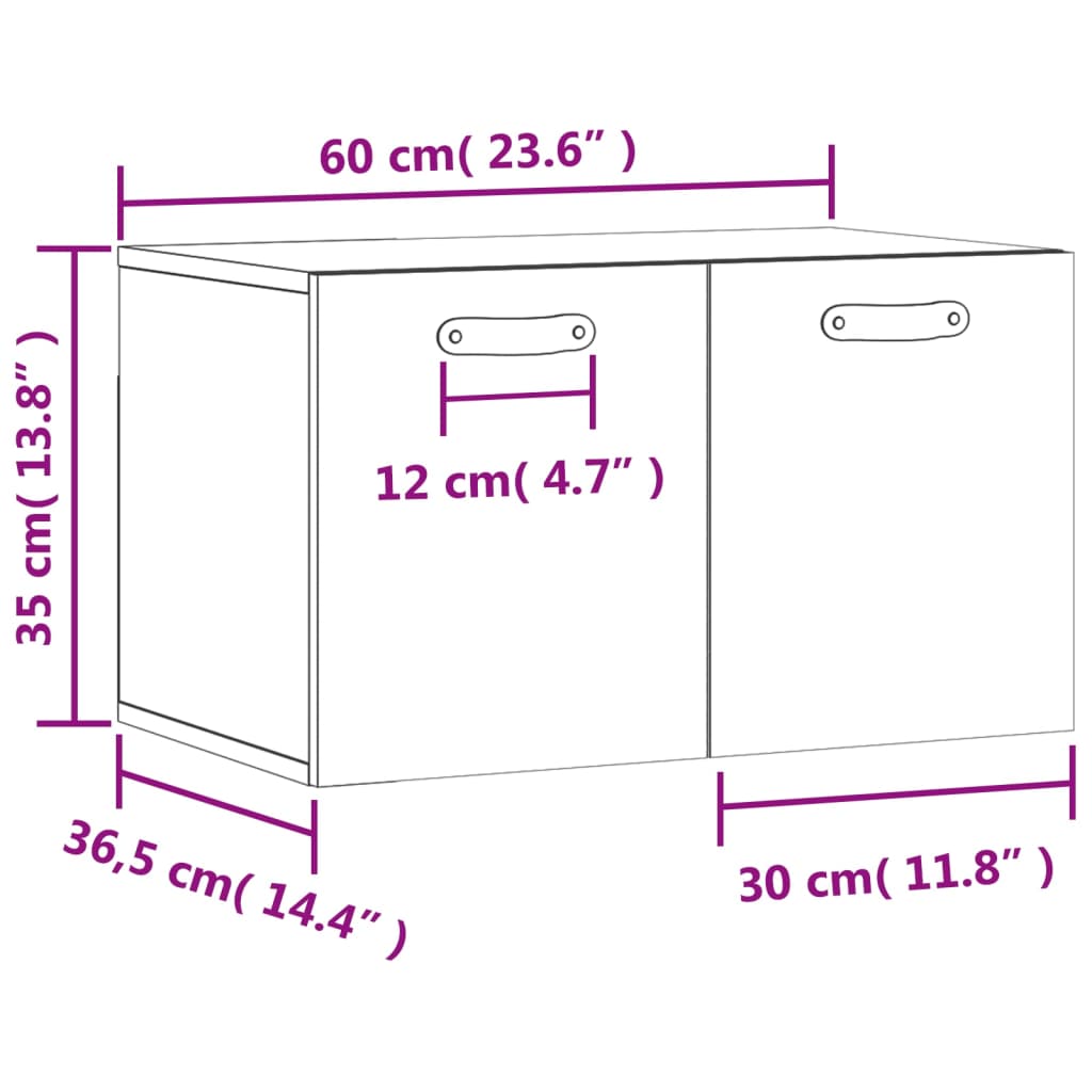 Dulap de perete, gri sonoma, 60x36,5x35 cm, lemn prelucrat GartenMobel Dekor